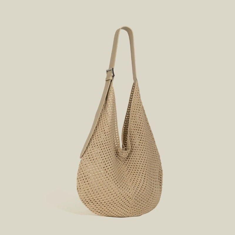 Koreanische Stricktasche mit Ajourmuster für Damen - Große Kapazität, Casual-Stil, Einzelschultertasche