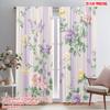 2pcs,2D Plane Printing Curtain Popular Floral Stripes Harmony Versatile Polyester Fabric (without Rod) Festive Perfect for