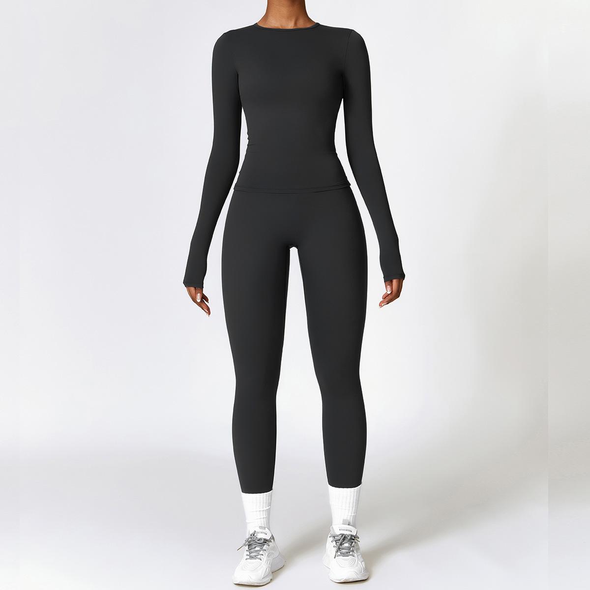

JYL Brushed Slim Yoga Set Long Sleeve Outdoor Running Fitness Outfit XL безодня