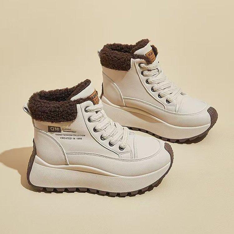 High-top cotton shoes platform dad shoes winter new velvet fashion thickened short boots waterproof and non-slip Northeast snow boots