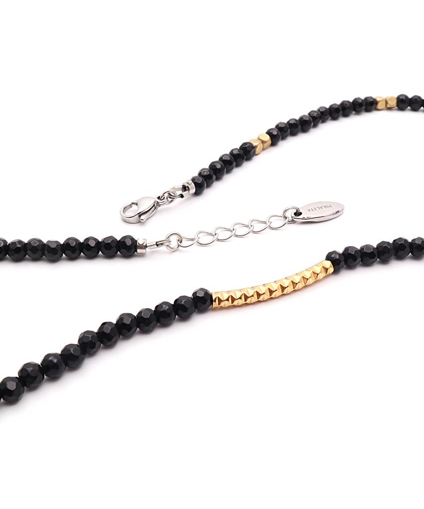 Polalita Black Tassel Color Mix Bead Necklace (Plt-Nl-044_Gd)