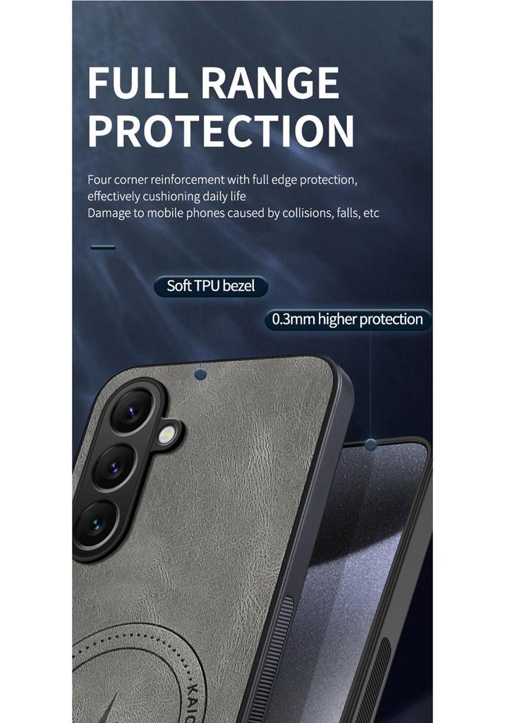 Samsung Galaxy S26/S26 Plus/S26 Ultra Nappa Leather Case with Magnetic and Full Coverage Drop Protection