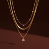 Youthway 18K Gold PVD Plated Stainless Steel Waterproof Necklace For Women New Fashion Multi-layer Zircon Necklace Jewelry