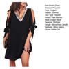Women Summer Dress Shiny Sequin Hollow Out Deep V Neck Knot Patchwork Dress-up Loose Office Lady Party Mini Dress Women Clothes