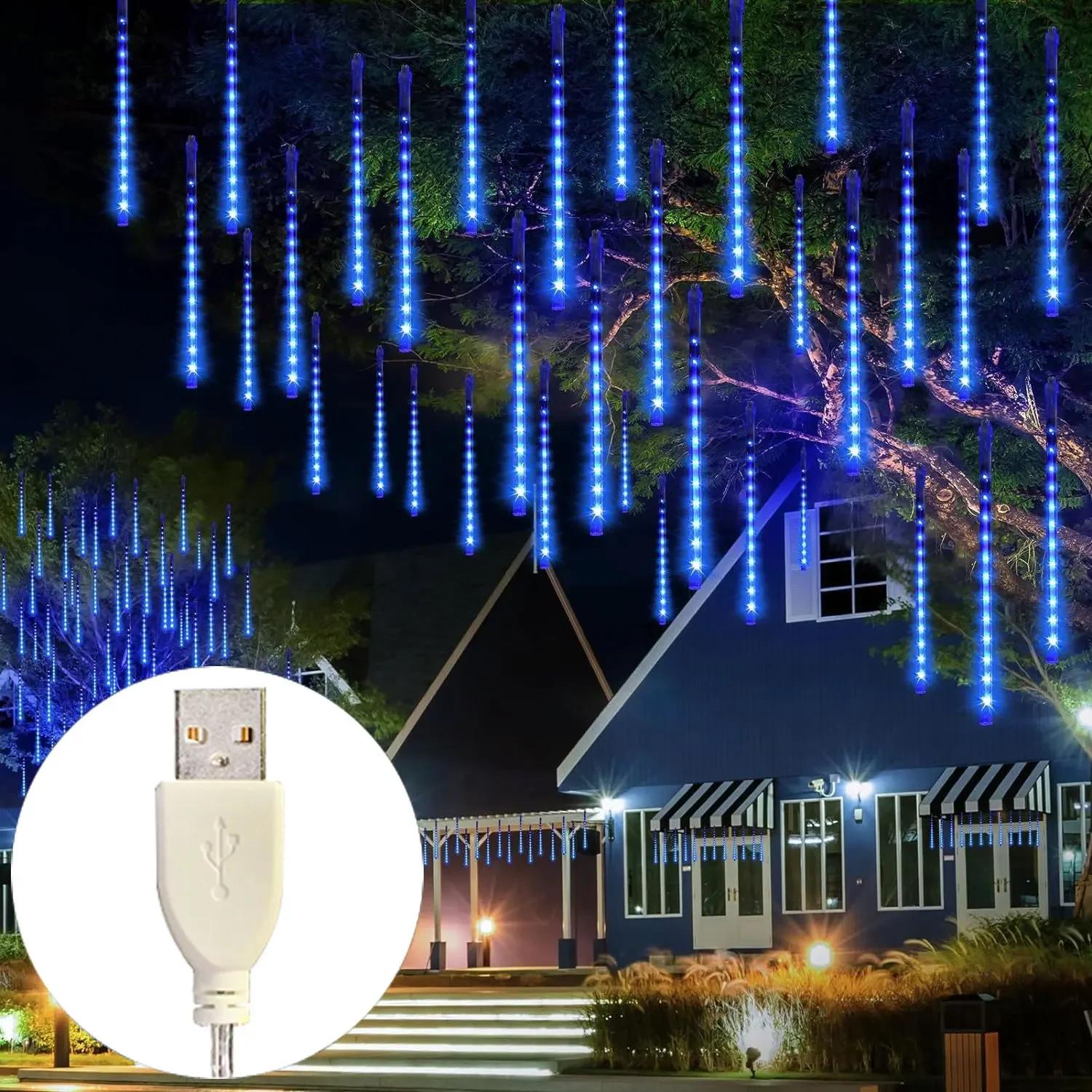 

Светодиодная гирлянда с USB-штекером, уличные огни Метеоритный дождь , 50/30 см, садовый декор, уличная гирлянда, новогоднее рождественское украшение USB-30CM