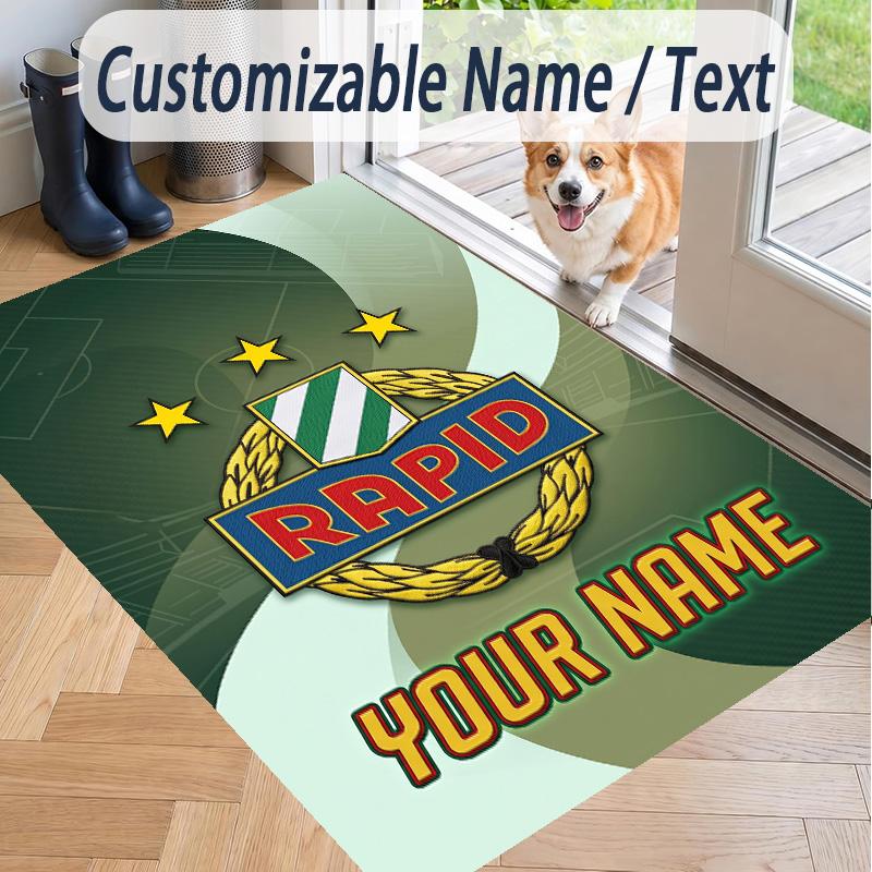 Custom Text Printed Rug Rapid Wien FC Non Slip Floor Carpet For Home Room Decor