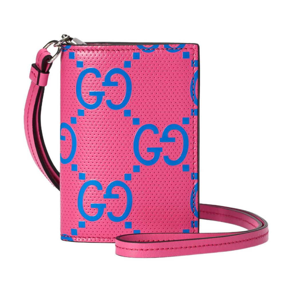 Gucci GG Print Textured Snap Closure Leather Card Holder Women accessories Pink 725477-AABCZ-5745