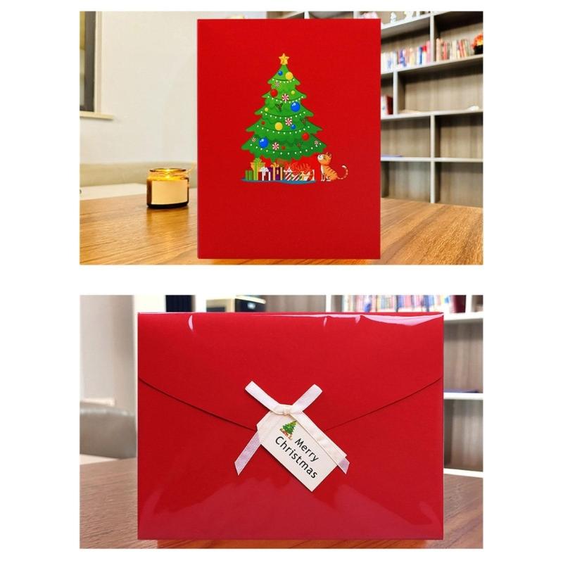 Musical Holiday Card Highlighting 3D Paper Sculpture Christmas Tree And Cats Participatory Light Consequences Artisanal Plan
