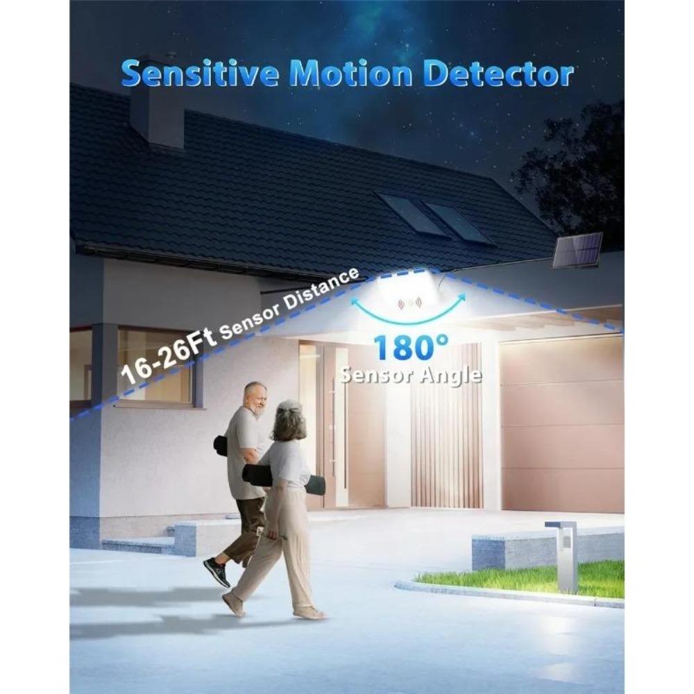 228LED Solar Light Outdoor Waterproof with Motion Sensor Floodlight Remote Control 3 Modes for Path Patio Garage Backyard Street