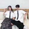 Men's White Korean Style Short-Sleeved Casual Shirt - Loose Fit, Trendy Hong Kong Style Student Class Uniform