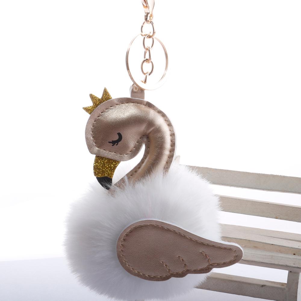 Swan Shape Hair Ball Key Chain Pendant Bag Pendant Handicraft Gift