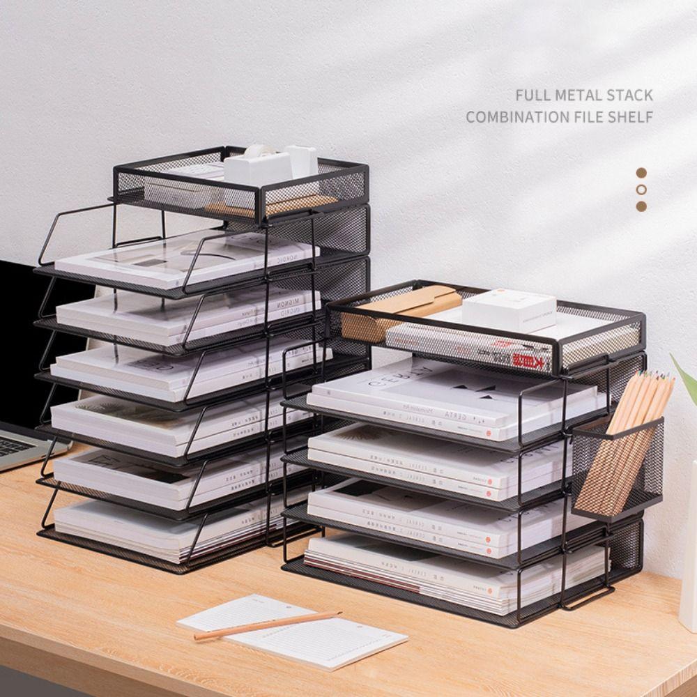Stackable File Shelves Detachable File Storage Tray Shelf Multi-Tier Document Holder  Office