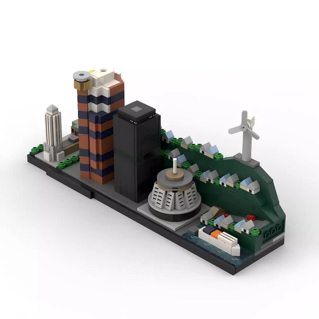 Non-Toxic Moc Architecture Scene Toy Wellington Skyline Assembly Building Blocks Brick Gift Set Desktop Decoration Pendant