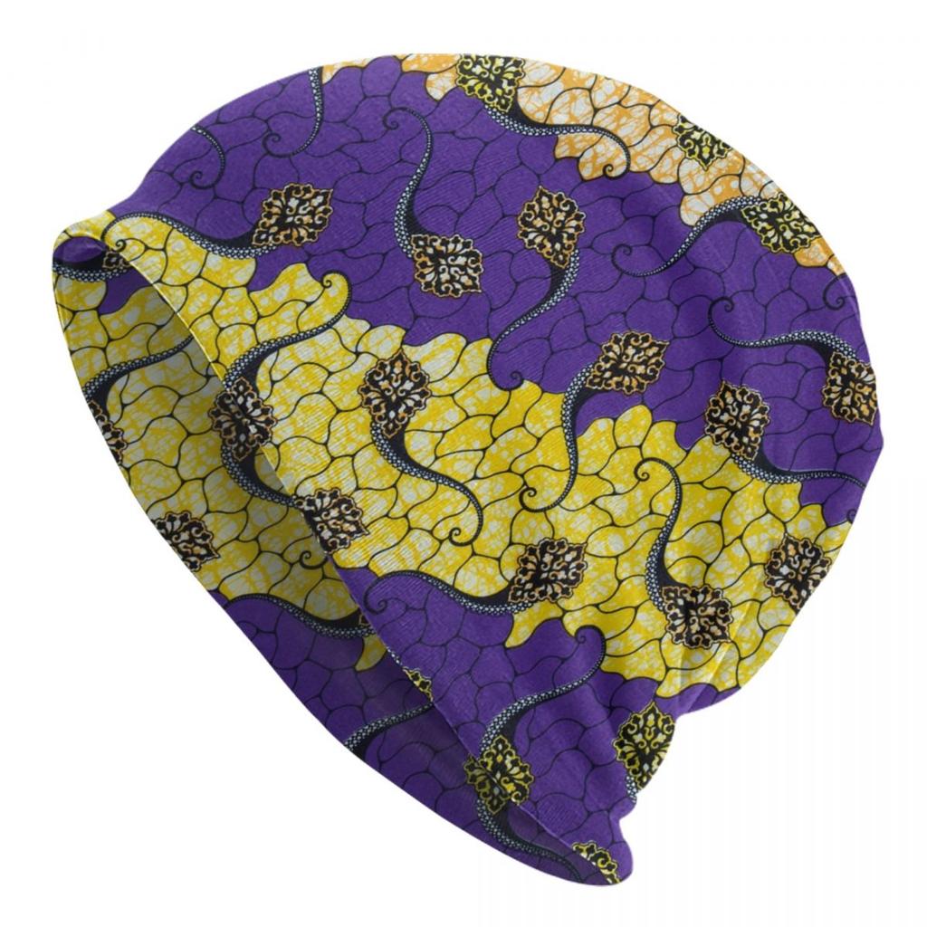 Custom African Ethnic Ankara Pattern Skullies Beanies Caps Unisex Winter Warm Knitting Hat Adult Bonnet Hats Outdoor Ski Cap