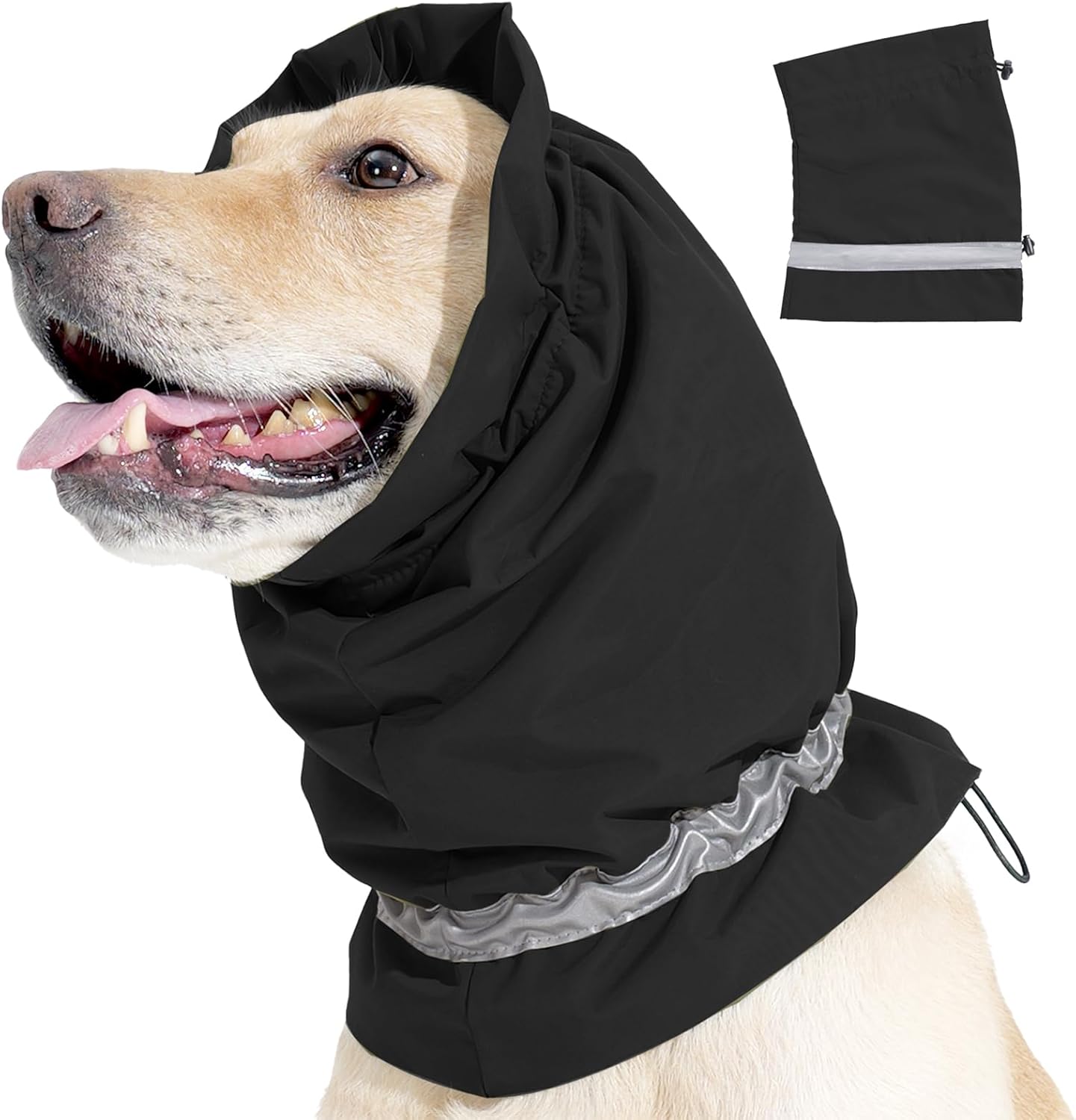 

Регулируемый чехол для головы собаки, утеплитель для шеи собаки, водонепроницаемый чехол для головы собаки, не трясущийся, повязка на голову для ухода за домашними животными, повязка на голову для питомца L чёрный