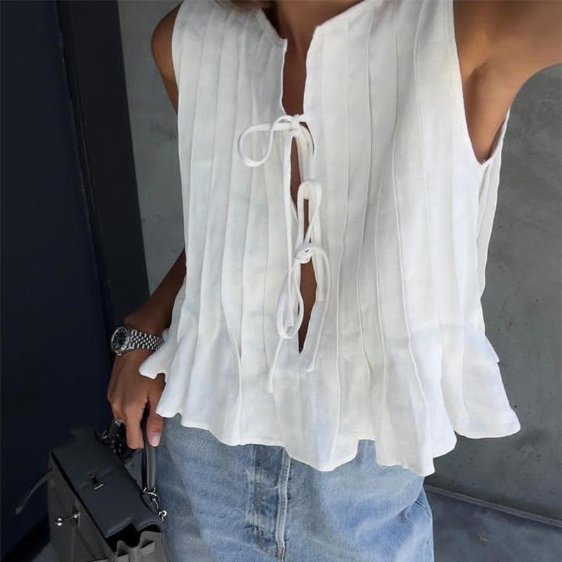 

Белая повязка в рубчик, сексуальные топы на бретелях, женские рубашки на шнуровке, тонкие топы без рукавов, красотка, летний глубокий V-образный вырез, уличный сексуальный пляжный бандажный жилет Y2k L белый