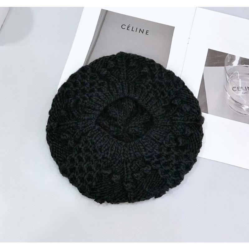 25 early autumn new cashmere beret women's 100 pure cashmere autumn three-dimensional twisted flower handmade tide