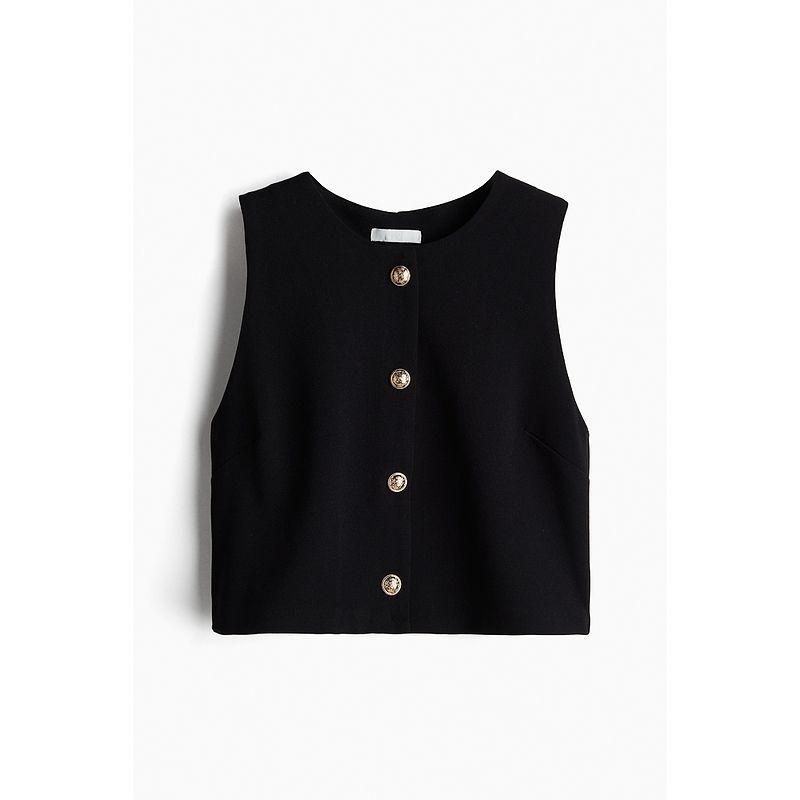 

Женская одежда HM Жилет 2025 Лето Новый Без рукавов Профессиональный Повседневный Мода Петля Велюровый Трикотажный Жилет 1277887 Black 170/116(XL)