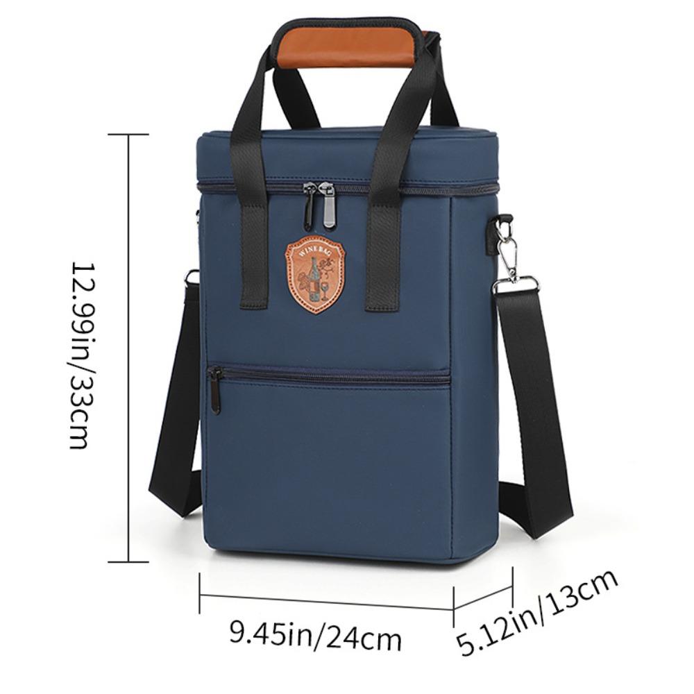 Leakproof Bottle Wine Carrier Bag Top Zip Closure Front Pocket Insulated Wine Carrier Bag Shoulder Strap Carry Handles