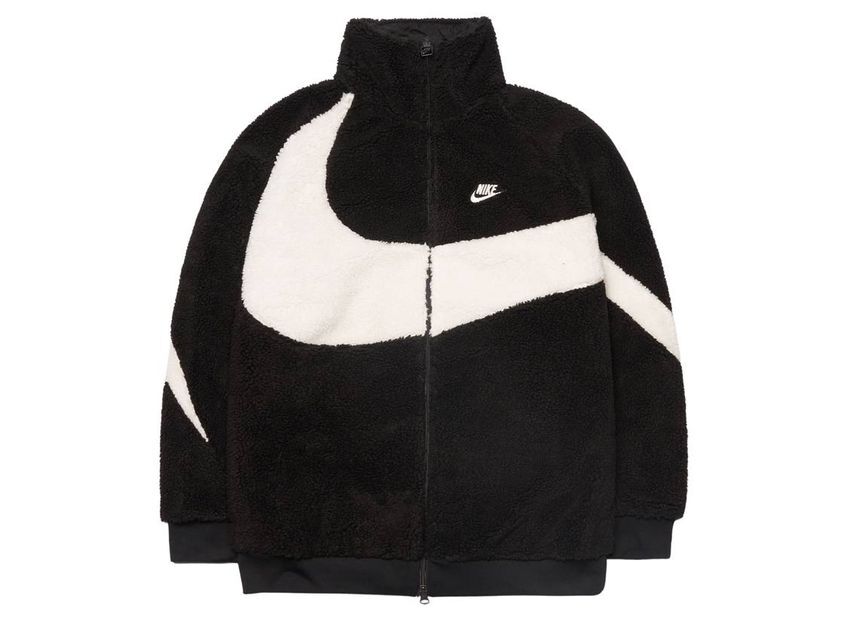 BQ6546-011 Nike Big Swoosh Reversible Boa Jacket Black Sail S