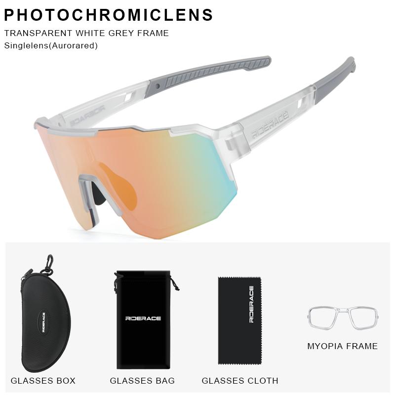 RIDERACE Cycling Sunglasses Photochromic For Men Women Sun Glasses MTB Mountain Bike Eyewear Sports Road Bicycle Goggles UV400