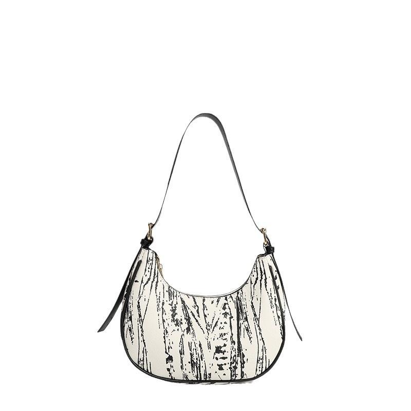 Trendy High-End Moon Shape Underarm Shoulder Bag, Elegant Portable Handbag Wholesale For Ladies Daily Matching