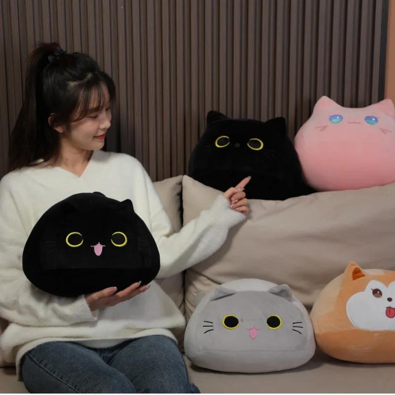 Cartoon Black Cat Doll Pillow Animal Girl Dormitory Sleeping Plush Toy Pillow Office Home Sofa Cushion