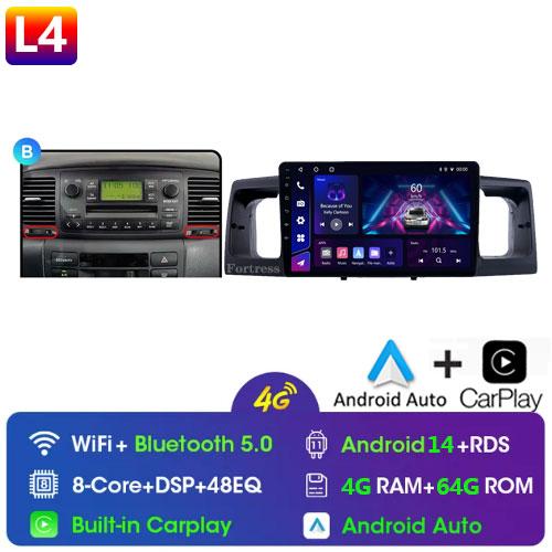 2Din Android14 For Toyota Corolla E120 E130 2000-2004 Car Radio Multimedia Video Player GPS Navigation Carplay Stereo Autoradio