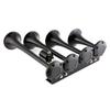 Bocina de Aire para Coche Súper Ruidosa de 135db y 12V con 4 Tubos Trompeta para Camión/Tren/Barco (Negro / plata)