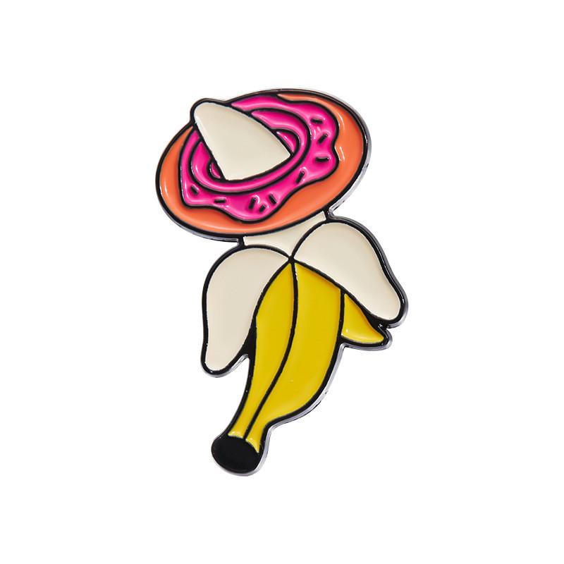 Unique Stylish And Fruit Themed Alloy Brooches With Colorful Strawberry And Banana Patterns For Accessories Trendy
