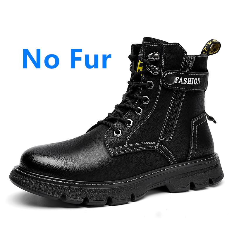 Brand Autumn Winter Men Genuine Leather Boots Casual Motorcycle Boots Men Outdoor Military Ankle Boots Side Zipper Snow Shoes