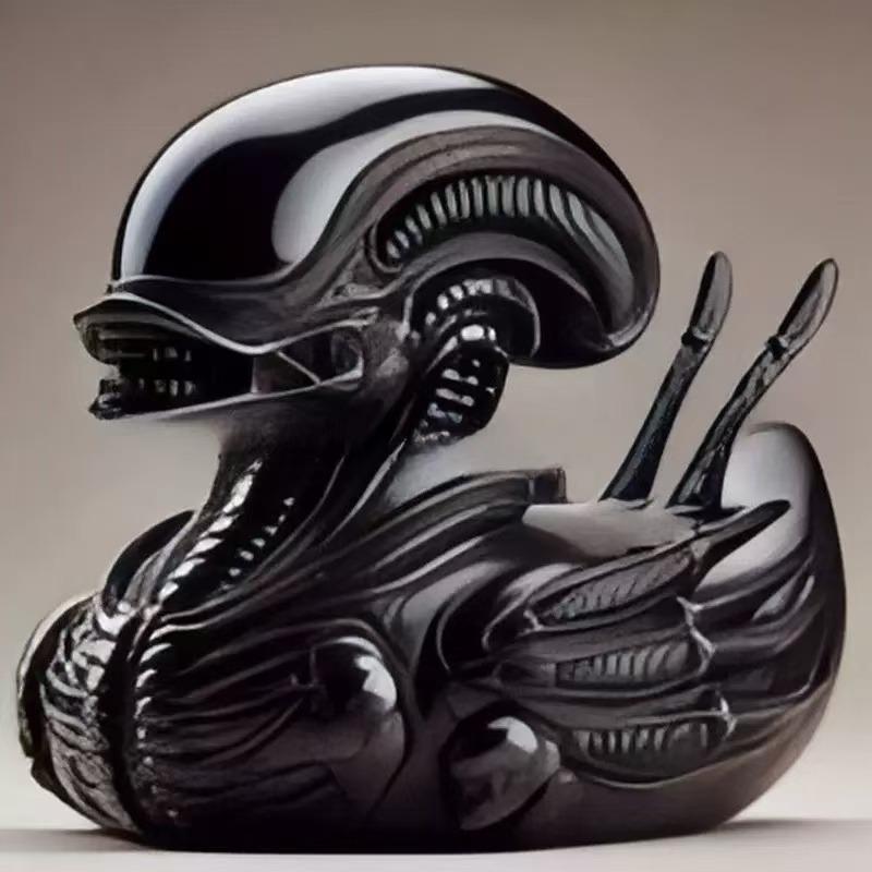 Sculptură unică de rață din rășină, rațe cu personaje din filme de groază, artă decorativă creativă și jucăușă, perfectă pentru casă, birou, obiecte de colecție și cadouri