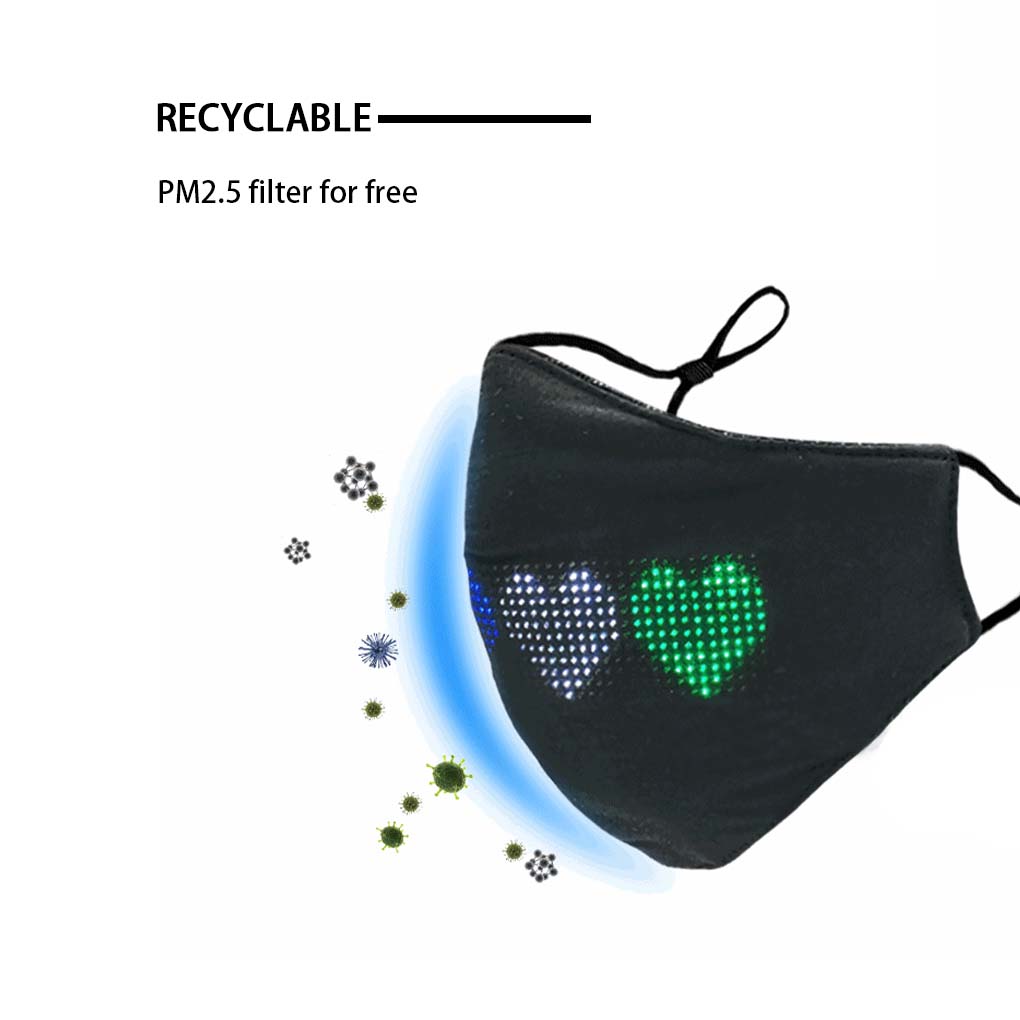 Mouth Cover LED Face Shield Rechargeable 4 Changing Light Cover Luminous Glowing Face Pary Decoration