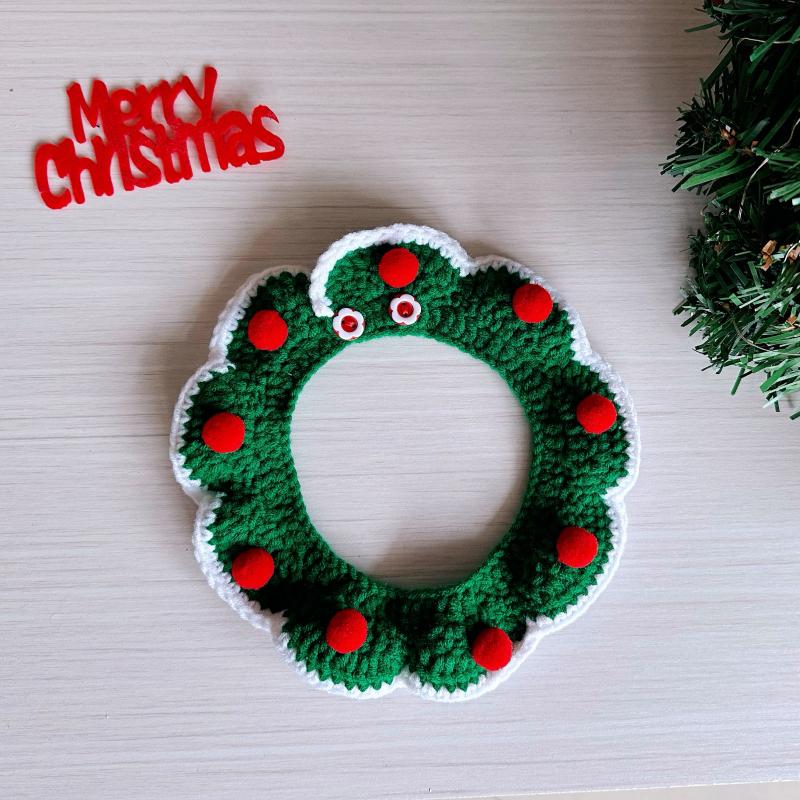 Knitted Christmas Snood & Scarf for Pets: Cat & Small Dog Collar Accessories, Crochet Photo Props