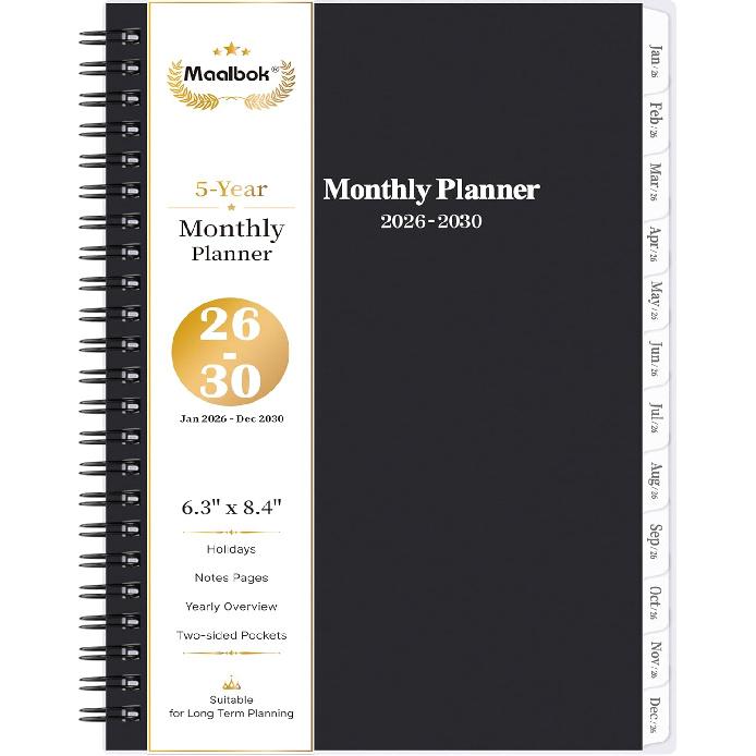 2026-2030 Monthly Planner/Calendar - 5 Year Planner 2026-2030 with Tabs, Jan 2026 - Dec 2030, 6.4 x 8.5 , 60 Monthly Calendar, Two-Side Pocket, 9 2026-2030 Monthly Planner