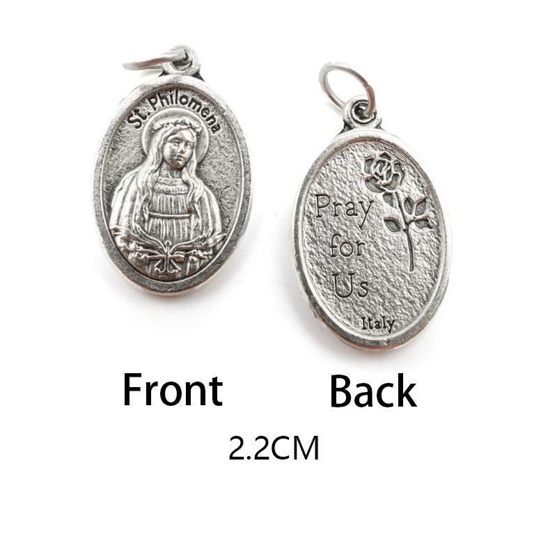 Reversible Metal Charms Necklace Bracelet DIY Accessories Philomena Our Lady Benedict Religious Figures Charms Catholic Figures