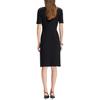 Karl Lagerfeld Romantic Date Solid Color Waist-Defined Knit Side-Slit Short Sleeve Dress Women Dresses Black M21E1322