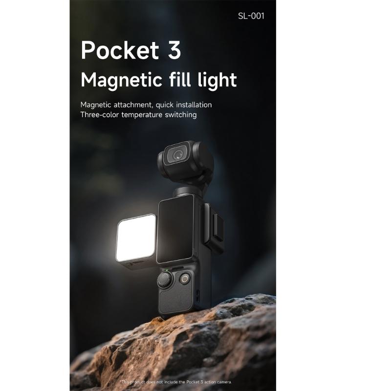 Photography Light Fit for Pocket 3 Adjustable Brightness Soft Lighting Auxiliary LED Fill Light Type C Rechargeable