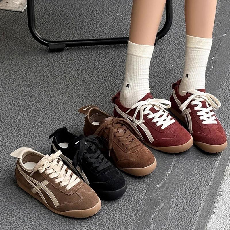 Weichsohlige, leichte, stoßdämpfende Casual-Sportschuhe für Damen, 2025 neu, vielseitig, Frühling und Herbst, Maillard-Retro, deutsche Trainingsschuhe, Board-s