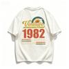 Vintage 1982 Sunset Palm Tree Retro Print Unisex Cotton T Shirt Birthday Gift Casual Loose Short Sleeve Graphic Tee