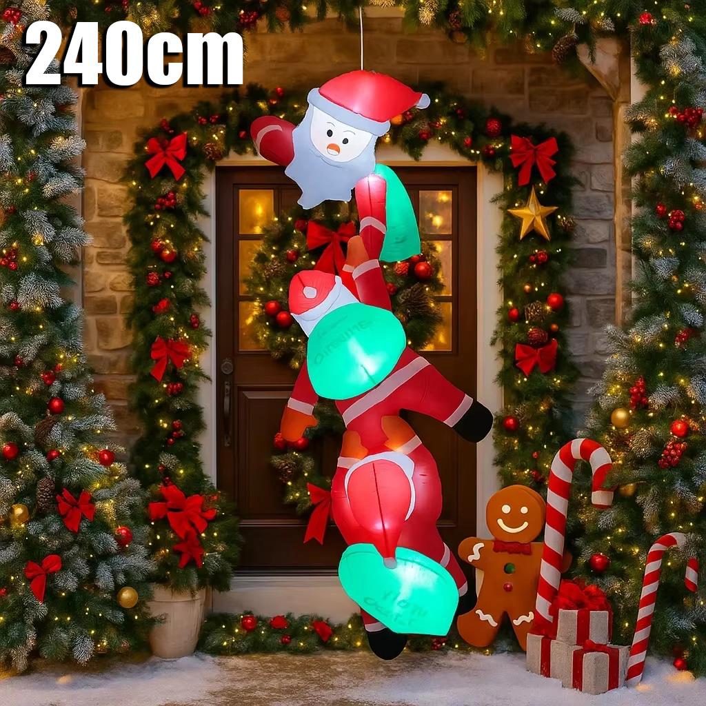 Creative Movable Santa Claus Inflatables Outdoor Hanging Blow Up 2026 Christmas Decoration for Holiday Party Garden New Year