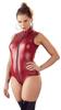 Cottelli PARTY - Red Shiny Bodysuit With Long Zipper M
