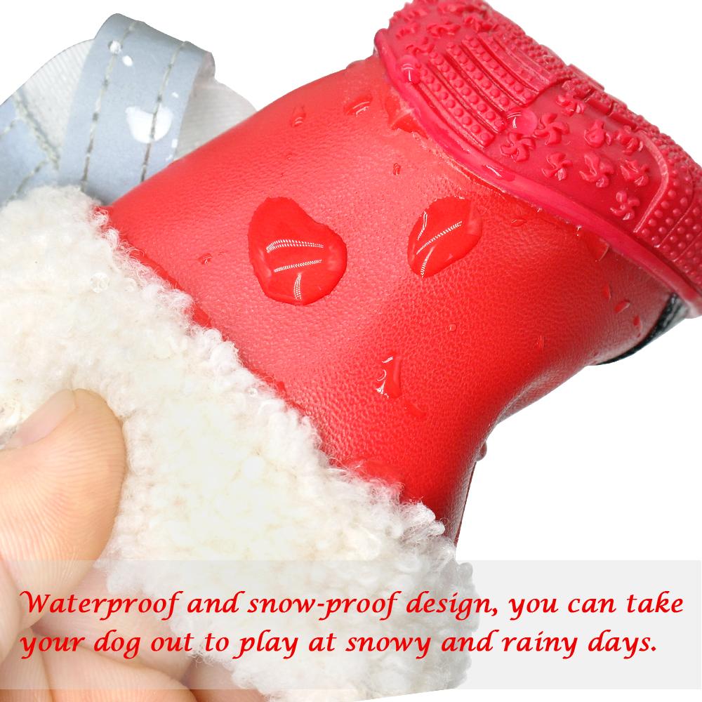 Warme Haustier Hund Schuhe Winter Wasserdichte Haustier Hund Stiefel Schuh Regen Schnee Booties Reflektierende Rutschfeste Schuhe Für Kleine Große Hunde