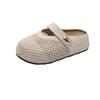 Hollow Fishing Net Crocheted Word Belt Mary Jane Slippers Women's Summer 2025 New Round Head Flat Ballet Shoes
