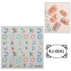 Embossed Cartoon Nail Art Stickers Decals Self-Adhesive Floral Nail Supplies