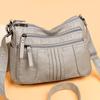 Fashion Simple Soft Leather Multi Pocket Shoulder Bag
