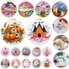 Halloween Stempelkreuzstich Sticksets mit Rahmen Stoff Farbe Garn für Anfänger DIY Kunst Ornament Kreuzstichsets