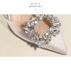 2025 Fashion Rhinestone Buckle Transparent Strap Pointed Toe High Heel Sandals for Women