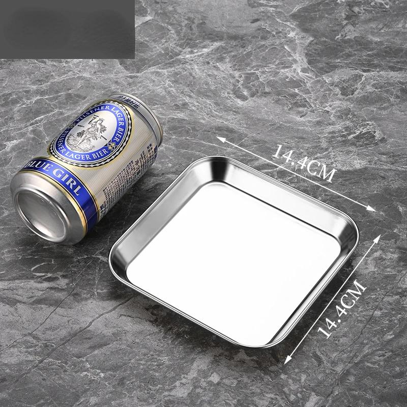 Plato Cuadrado de Acero Inoxidable 304 Dorado Grueso Plato para Brochetas Vajilla Comercial para Restaurante de Fondo Plano Barbacoa Coreana