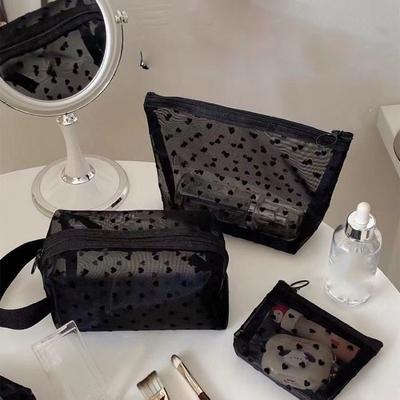 1PCS Mesh Makeup Bag for Women Girl Nesesser Clear Make Up Organizer Bag Case Women Toiletry Lipstick Cosmetic Storage Bags